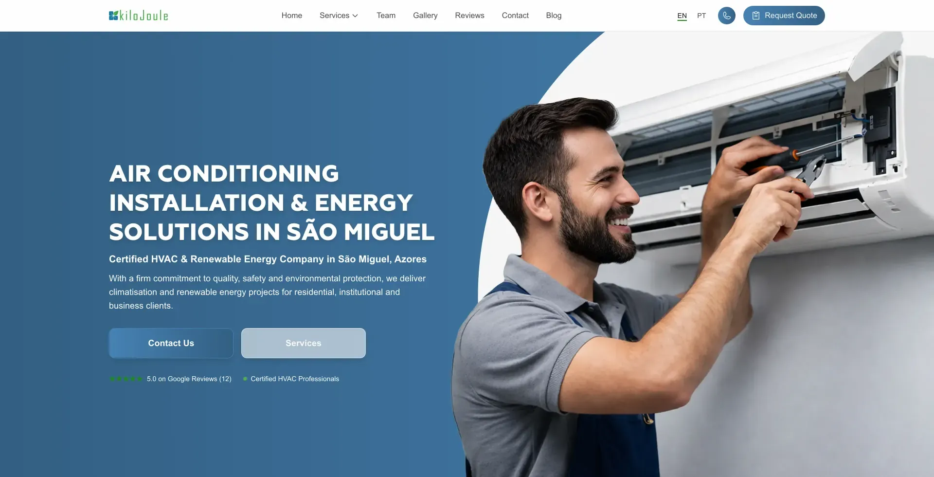 Screenshot of the kiloJoule website