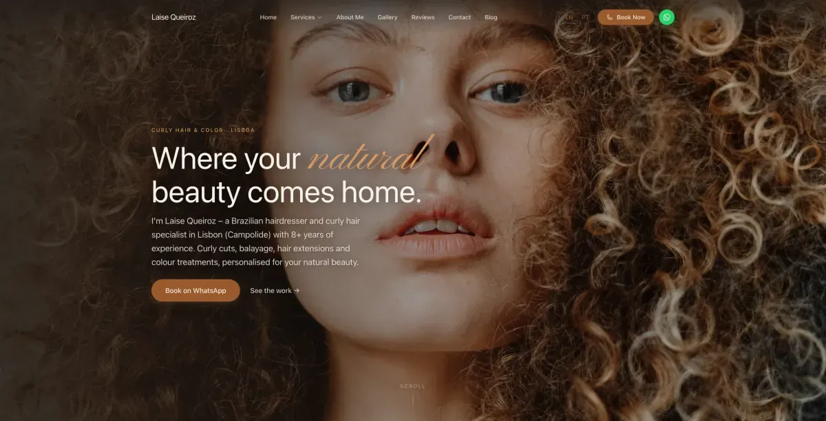 Screenshot of the Laise Queiroz website